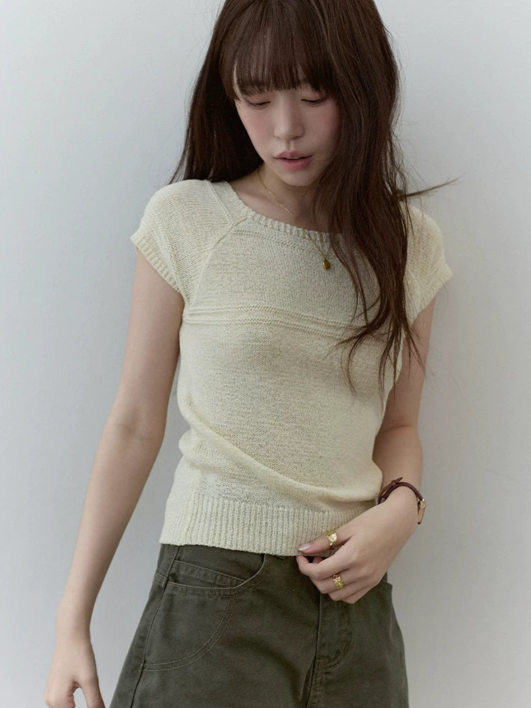VOOE Hollow Breathable Knitted Casual Tee