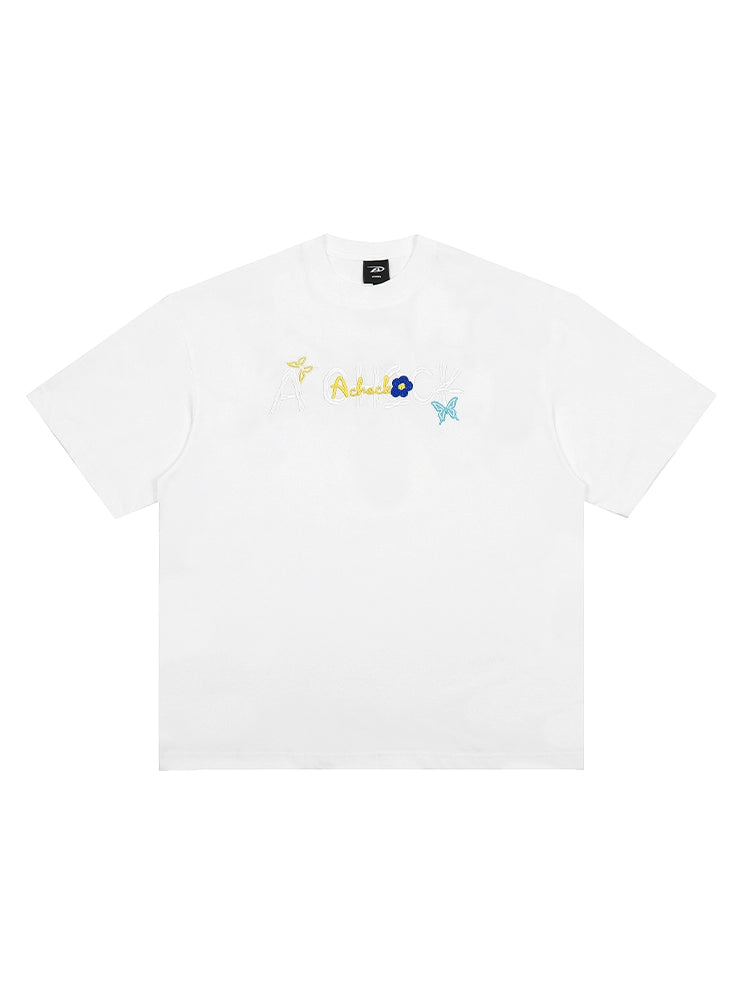 Achock Vintage Embroidered Floral Casual Tee
