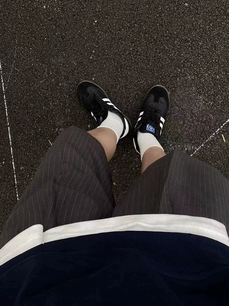TWOMOONS Vintage Vertical Stripe Suit Shorts