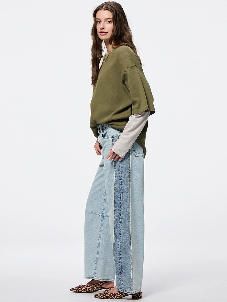 GU Color Matching Barrel Denim Scimitar Pants