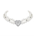 1JINN Retro Heavy Industry Full of Glittering Diamond Temperament Pearl Neck Chain