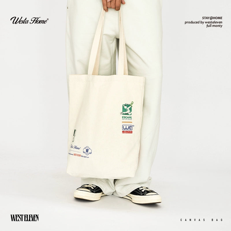 WESTELEVEN Simple and Versatile Double-sided Shoulder Bag Portable Tote Bag