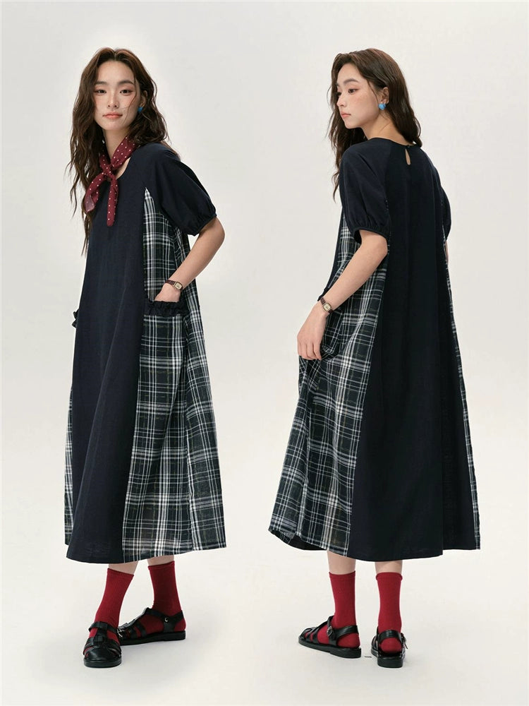 Giordano Patchwork Loose Crew Neck Dress