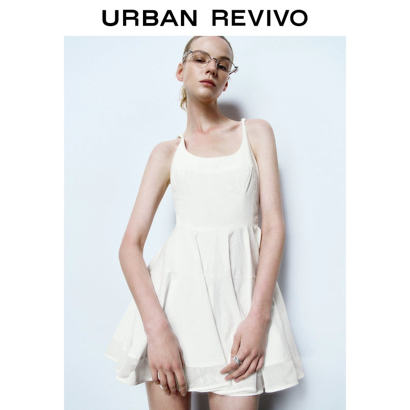 URBAN REVIVO Casual Wave Style U-neck Suspender Dress