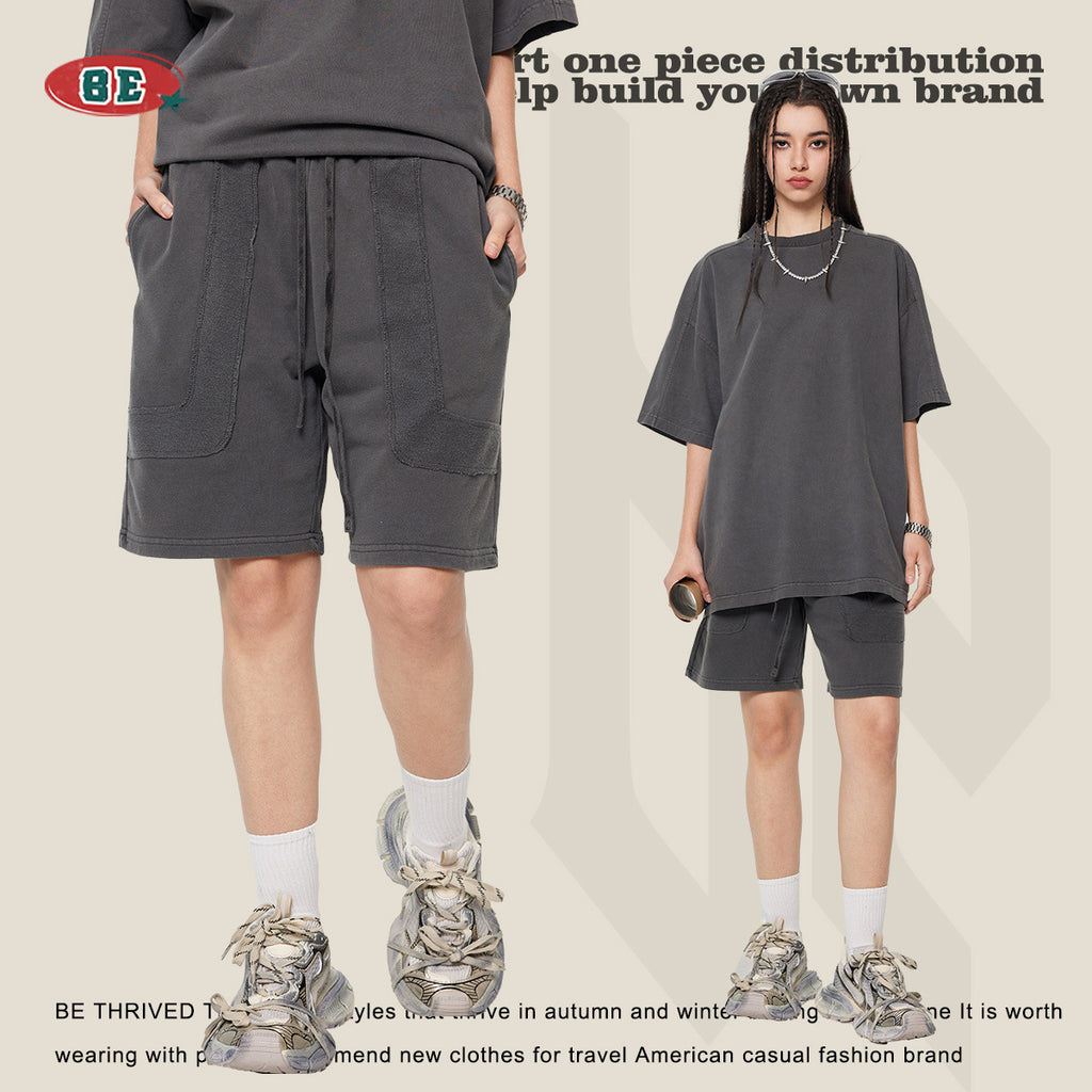 BE heavy washed five-point pants Shorts
