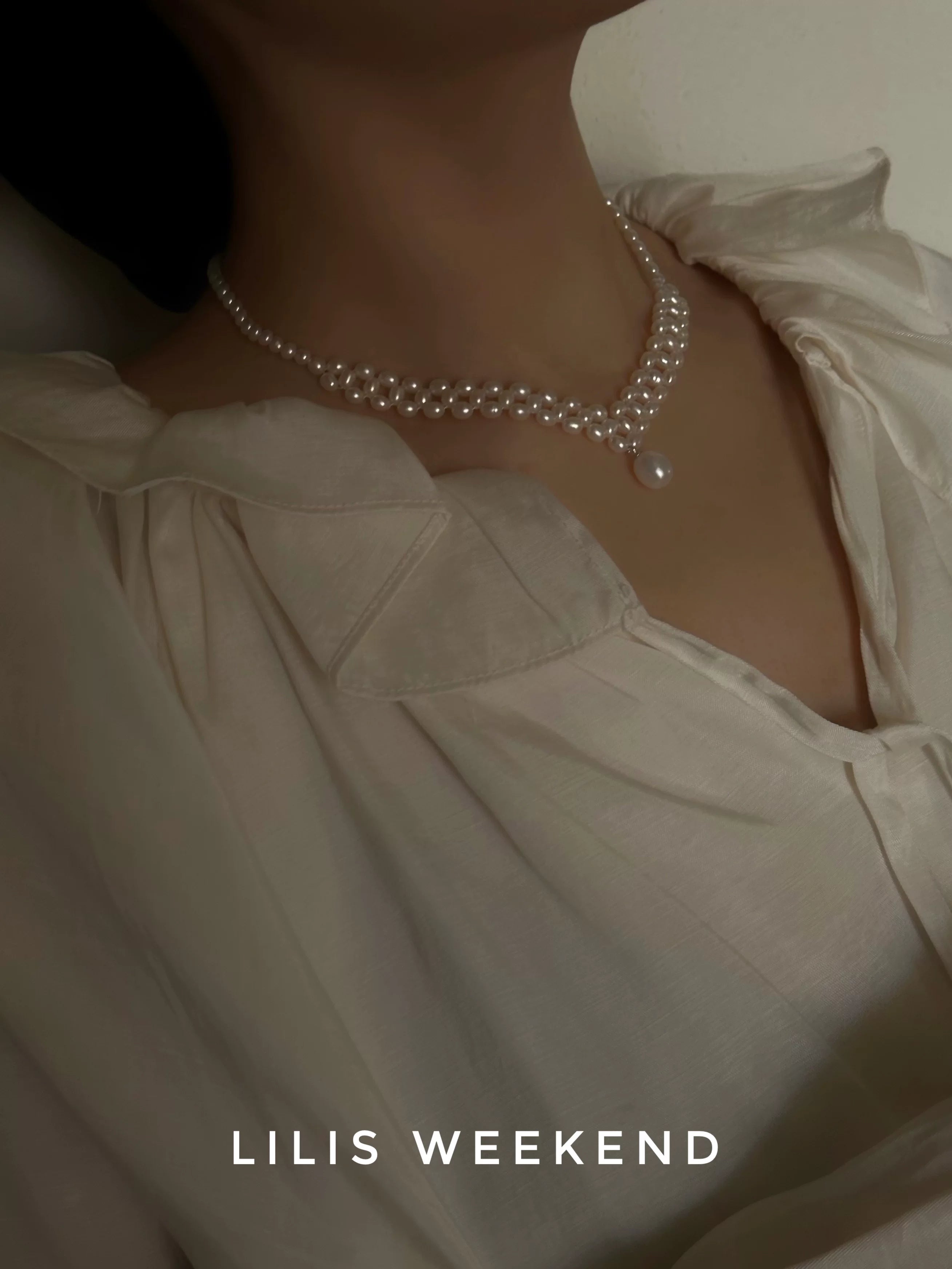 Lilis Weekend Handmade Double Woven Freshwater Pearl Necklace