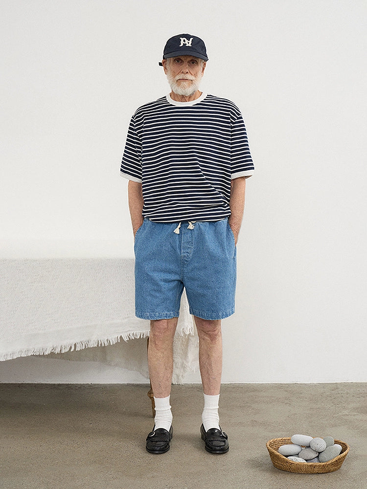 PARTIMENTO Striped Crew Neck Tee