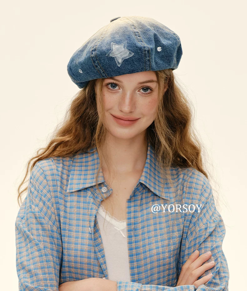 YORSOYI Vintage Denim Beret