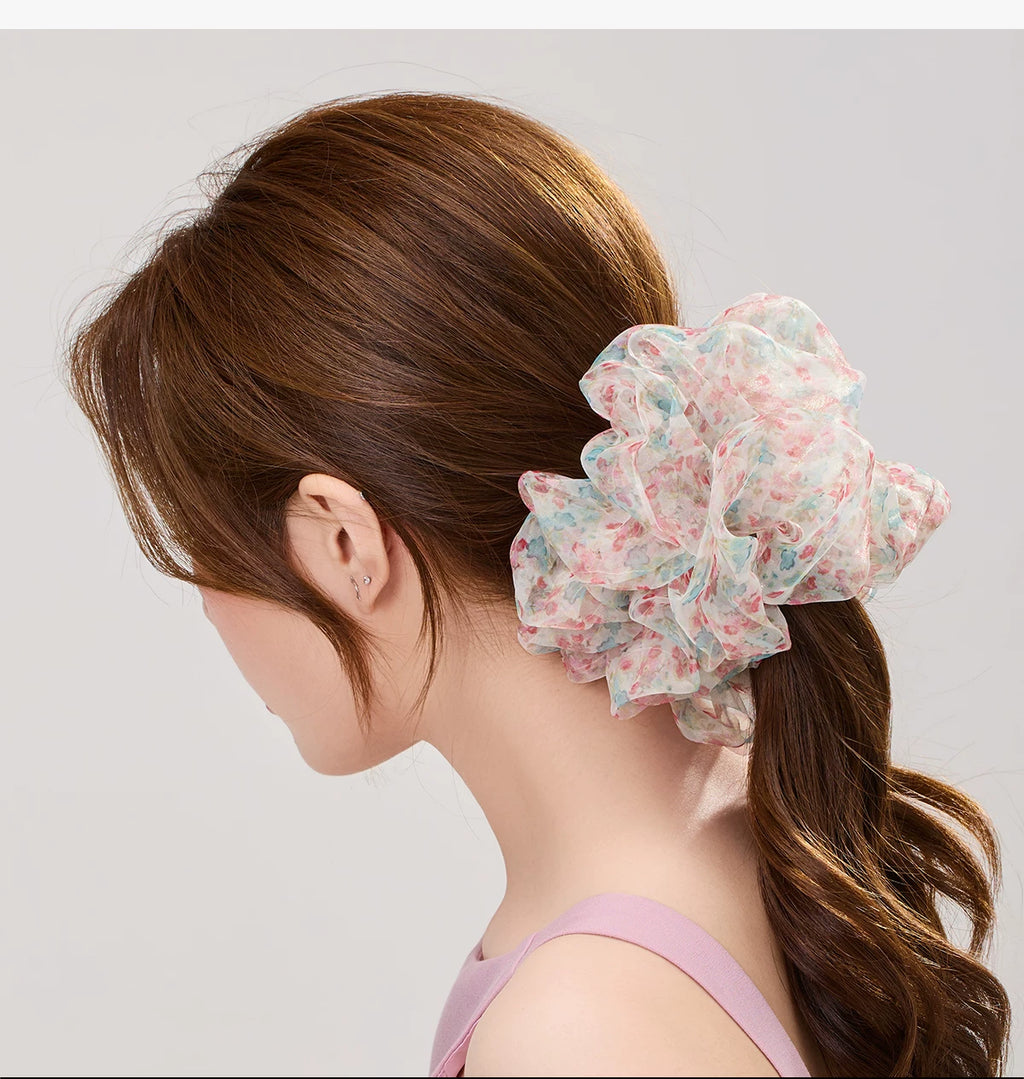 DODOGOGO Flower Yarn Ring Large Intestine Hair Band French Hair Rope