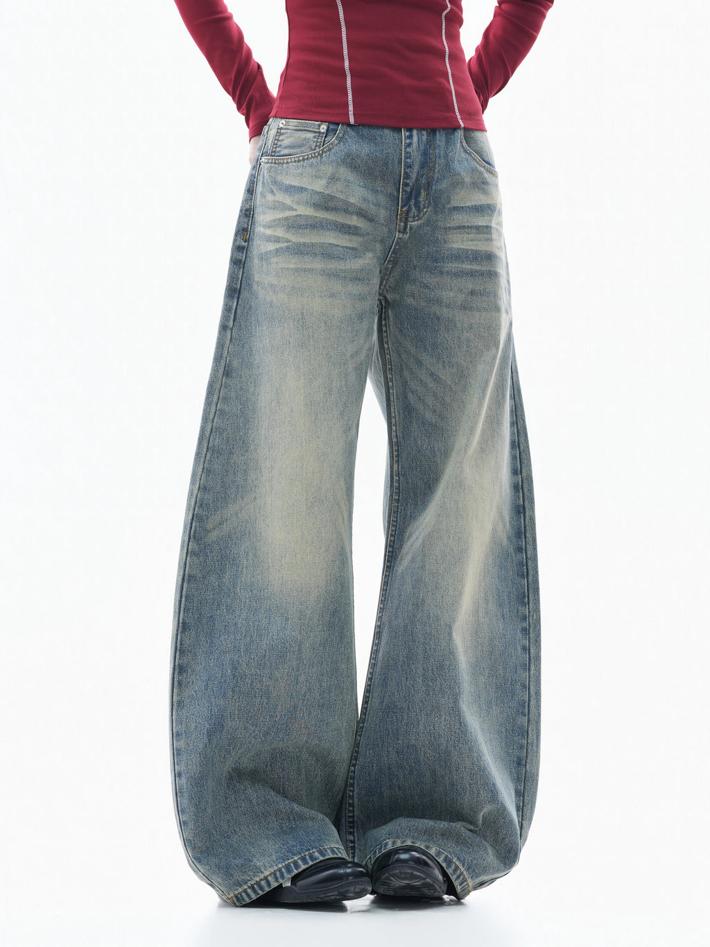 Zuocisankon Retro Tie-dye Straight Jeans