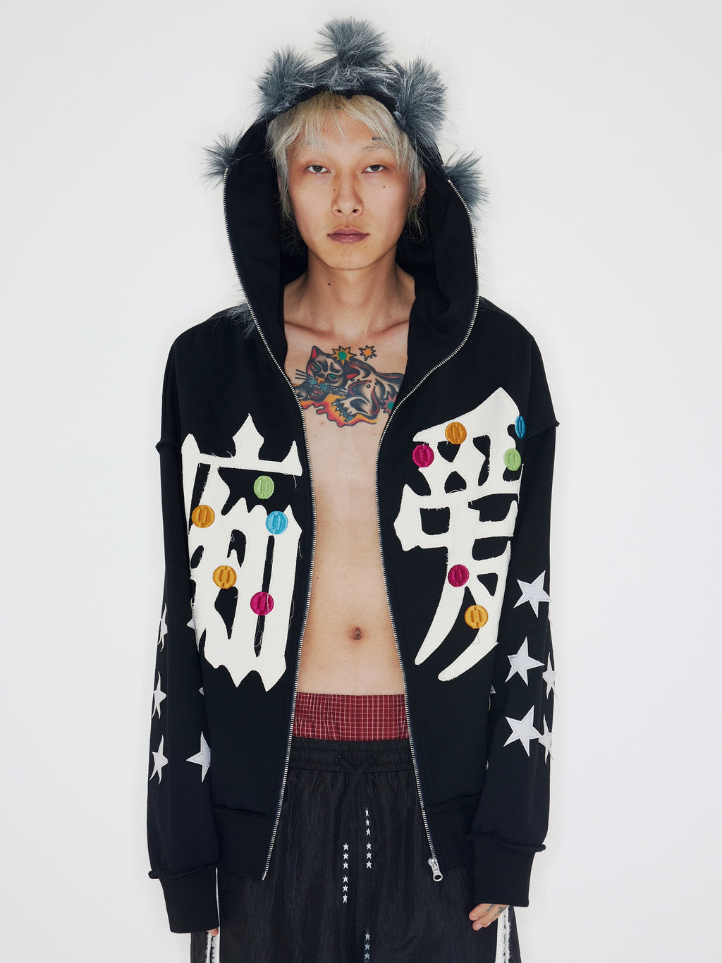 CHAI Infatuated with Embroidered Versatile Hooded Zip-up Jacket
