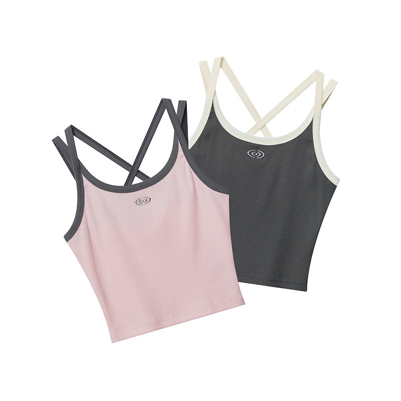 Nariele Vintage Embroidered Suspender Tank Top