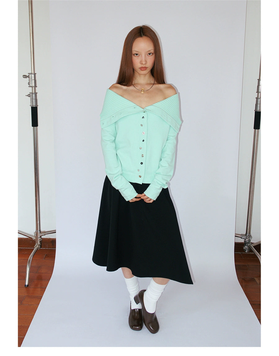 FUNKYFUN Button-embellished Cardigan Knitted Sweater Jacket