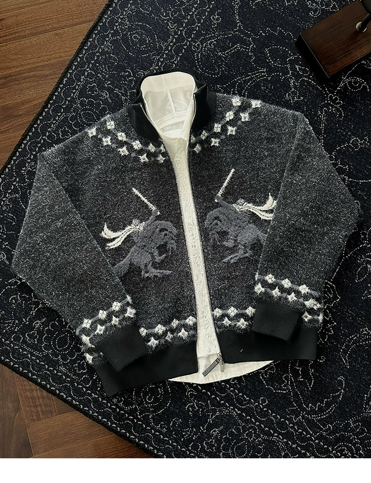 CATSSTAC Stand-up Neck Sweater Cardigan