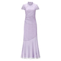 ZIHE Retro Stand-up Neck Splicing Dress