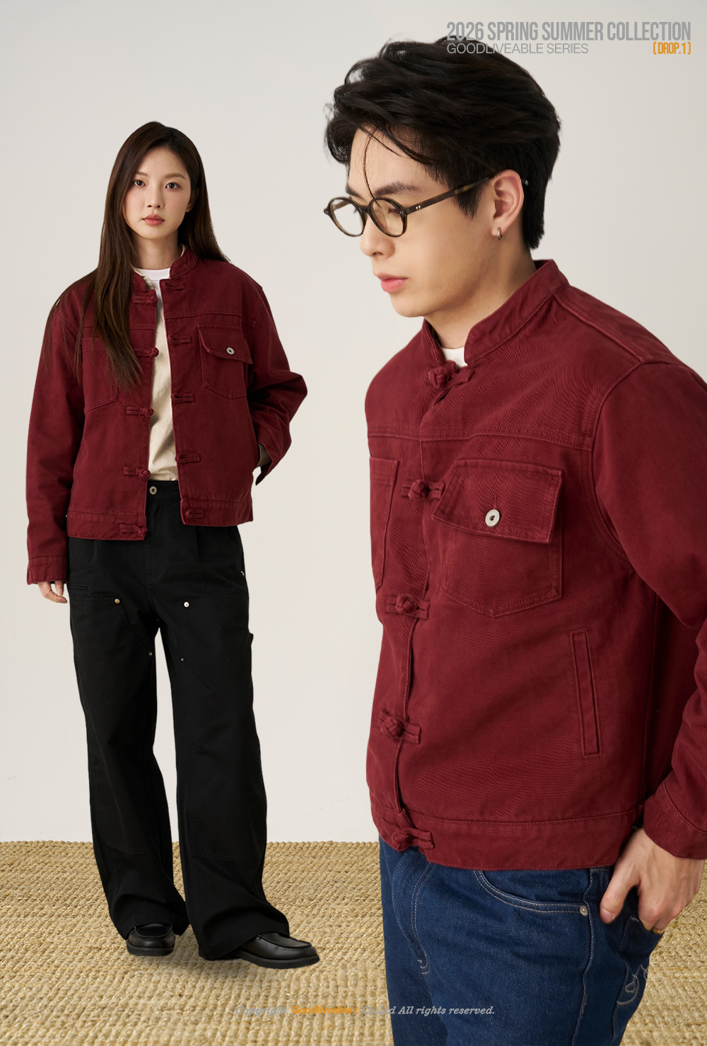 GOODLIVEABLE Vintage Button Casual Jacket
