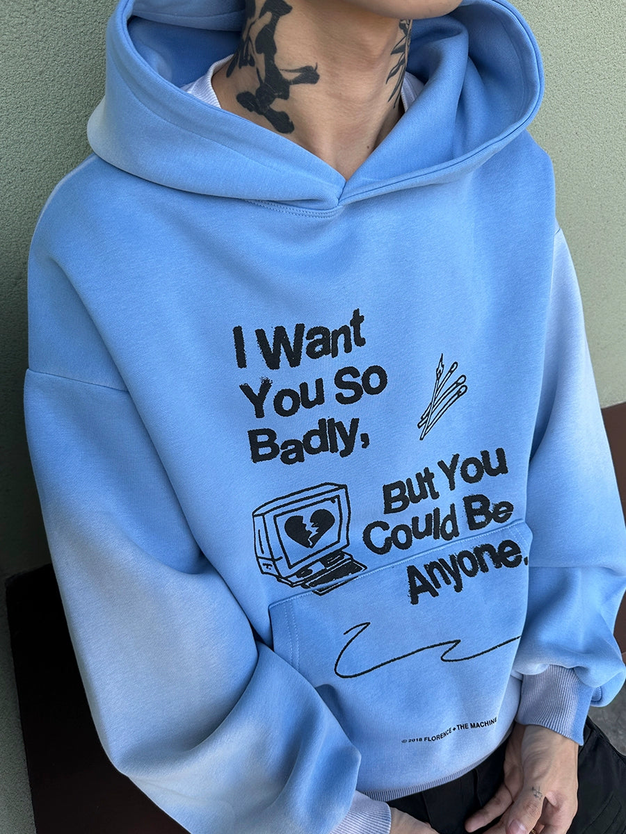 BRG Loose Gradual Change Hooded Sweater Hoodie