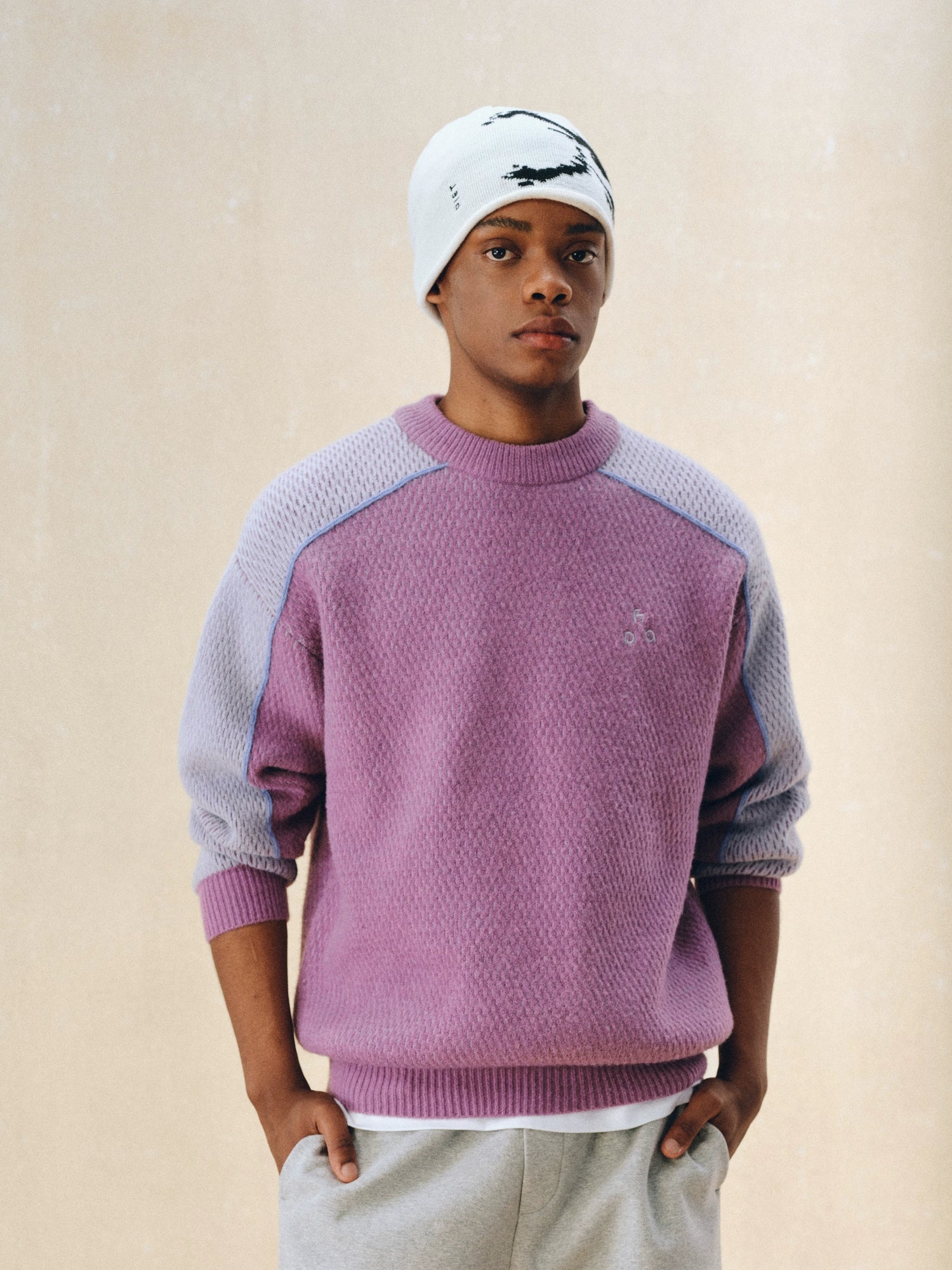 FPA Contrasting Logo Splicing Double-sided Cotton Sweater