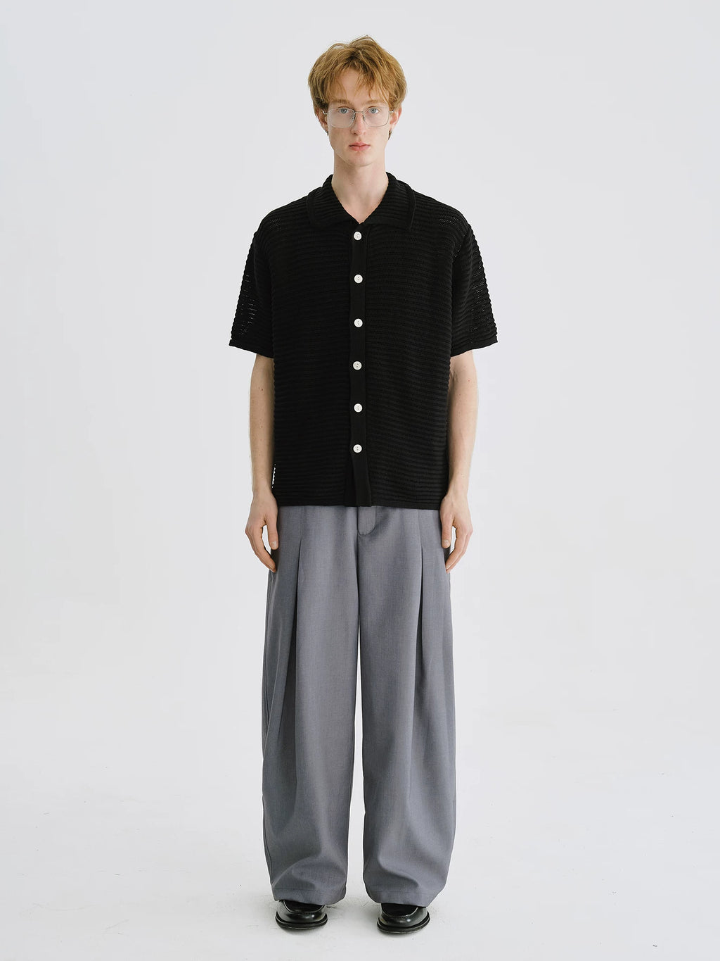 LIVINGTOWN Cutout Versatile Knit Short-sleeve Shirt