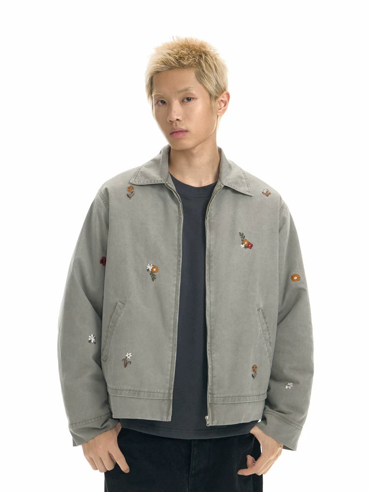 TGNS Small Flower Embroidered Short Tooling Jacket
