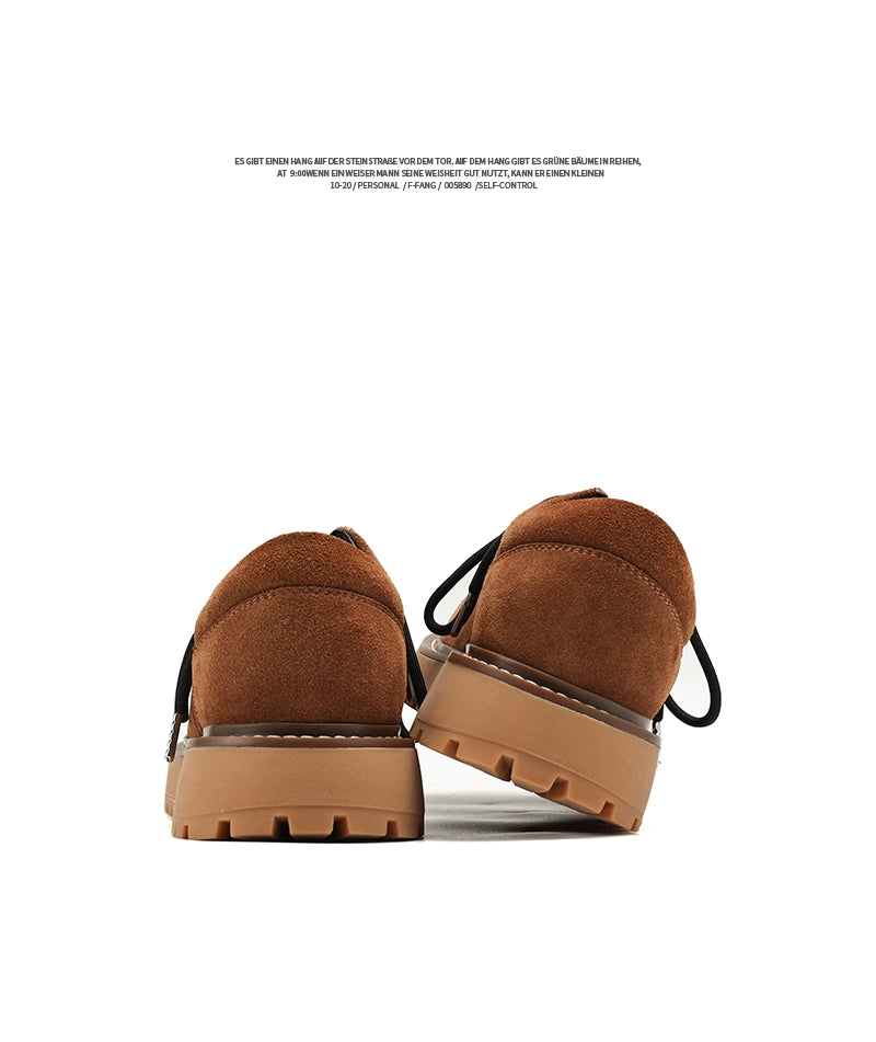 FANGSANHUO Retro Tooling Shoes Platform Heightening Suede Leather Shoes