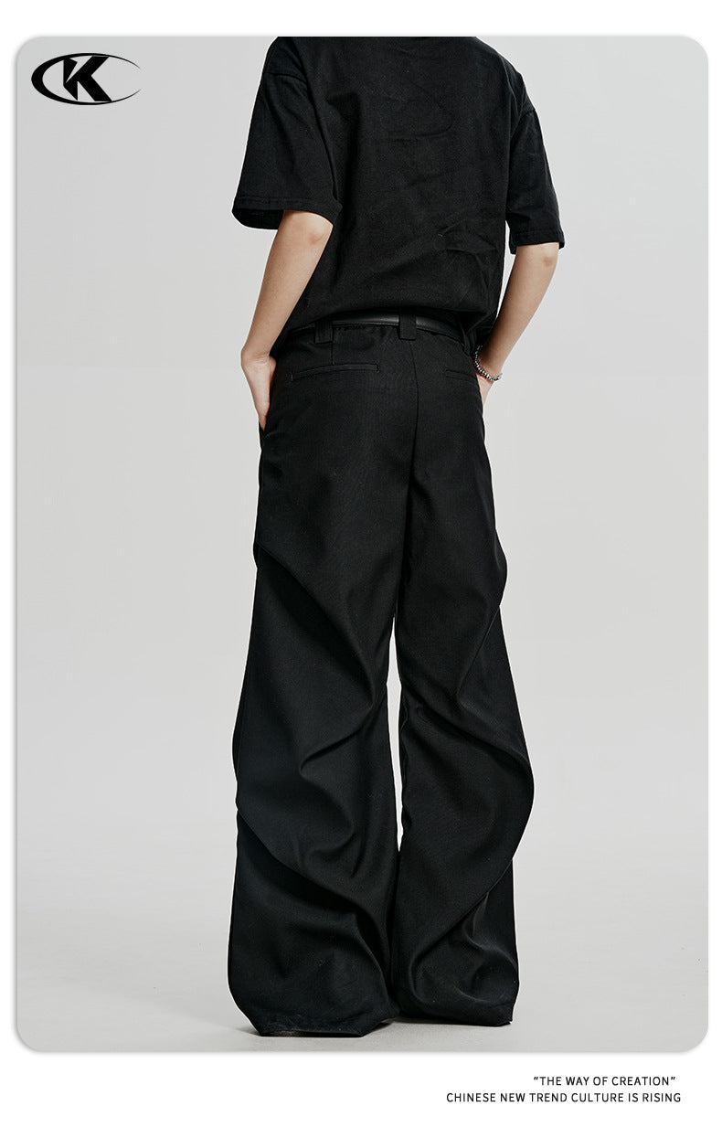11KN American Retro Pleated Straight Leg Trousers