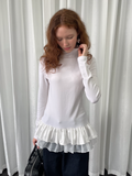 Loosesmell Turtleneck Cake Hem with Long Sleeves