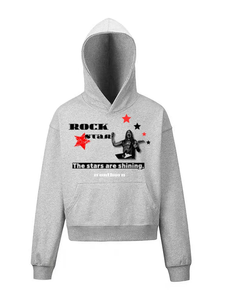 Ironthorn Rock Star Print Casual Hooded Sweater