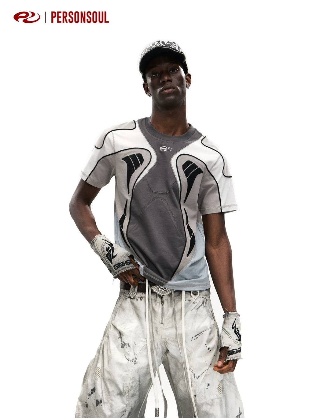 PERSONSOUL Embroidery Slim Sports Tee