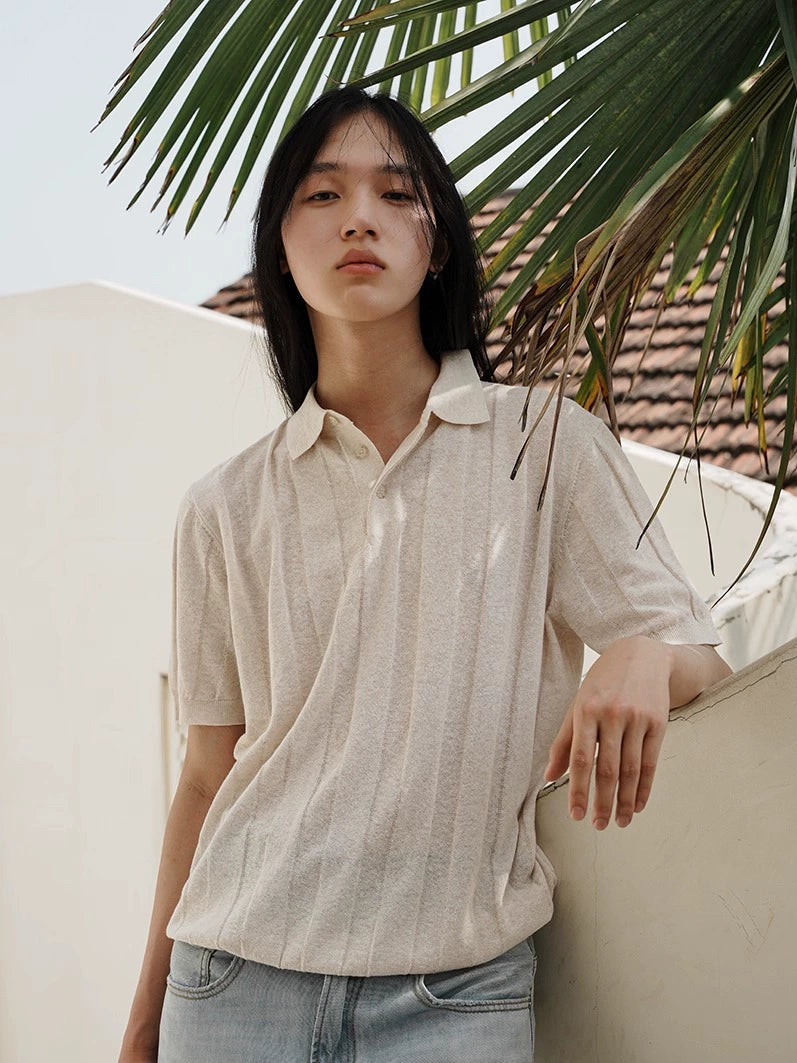 NO LOGO Old Money Dark Strip Jacquard Polo Shirt