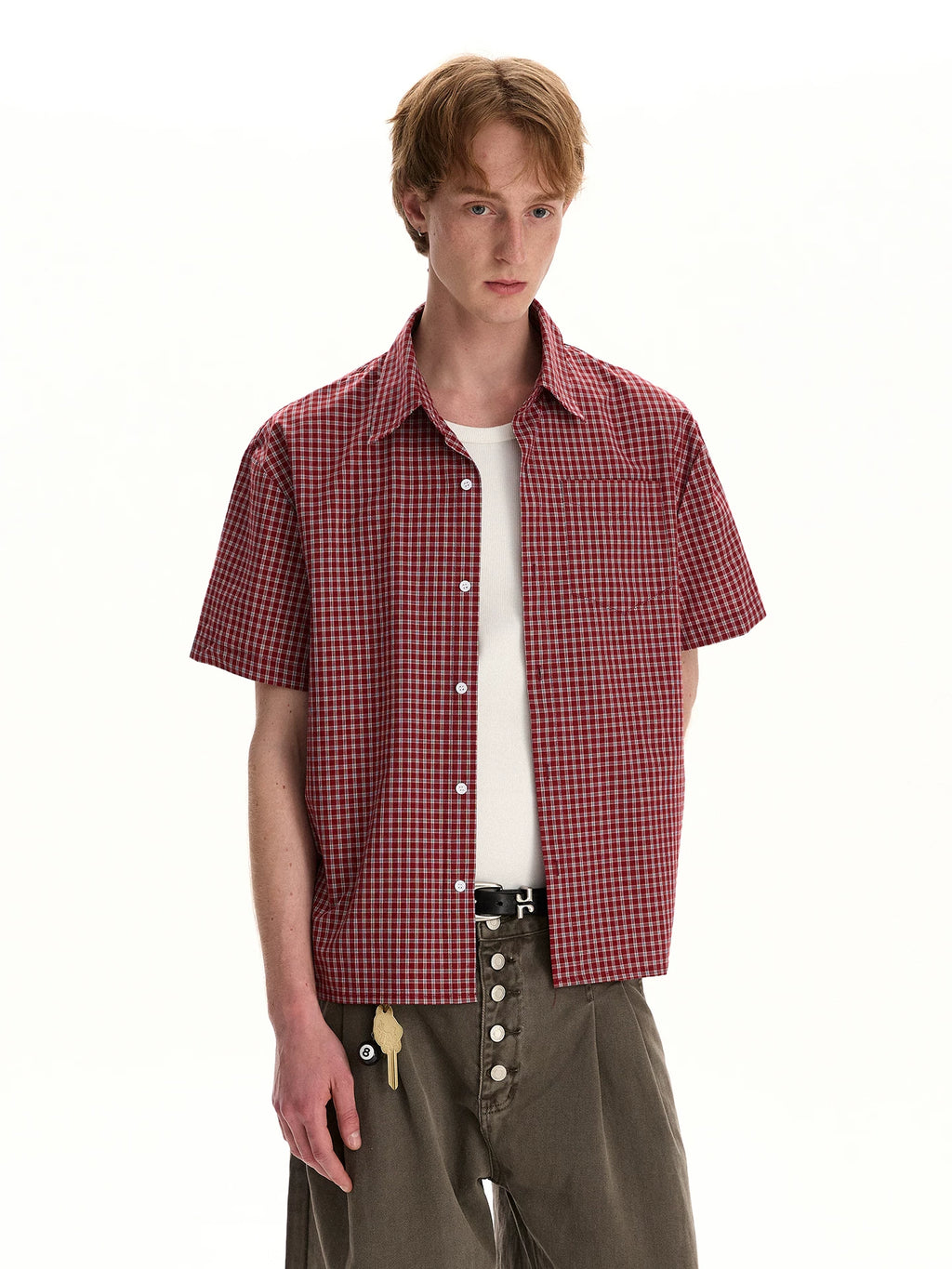 A PUEE Retro Old Money Short-Sleeve Plaid Shirt – Boxy Loose Fit