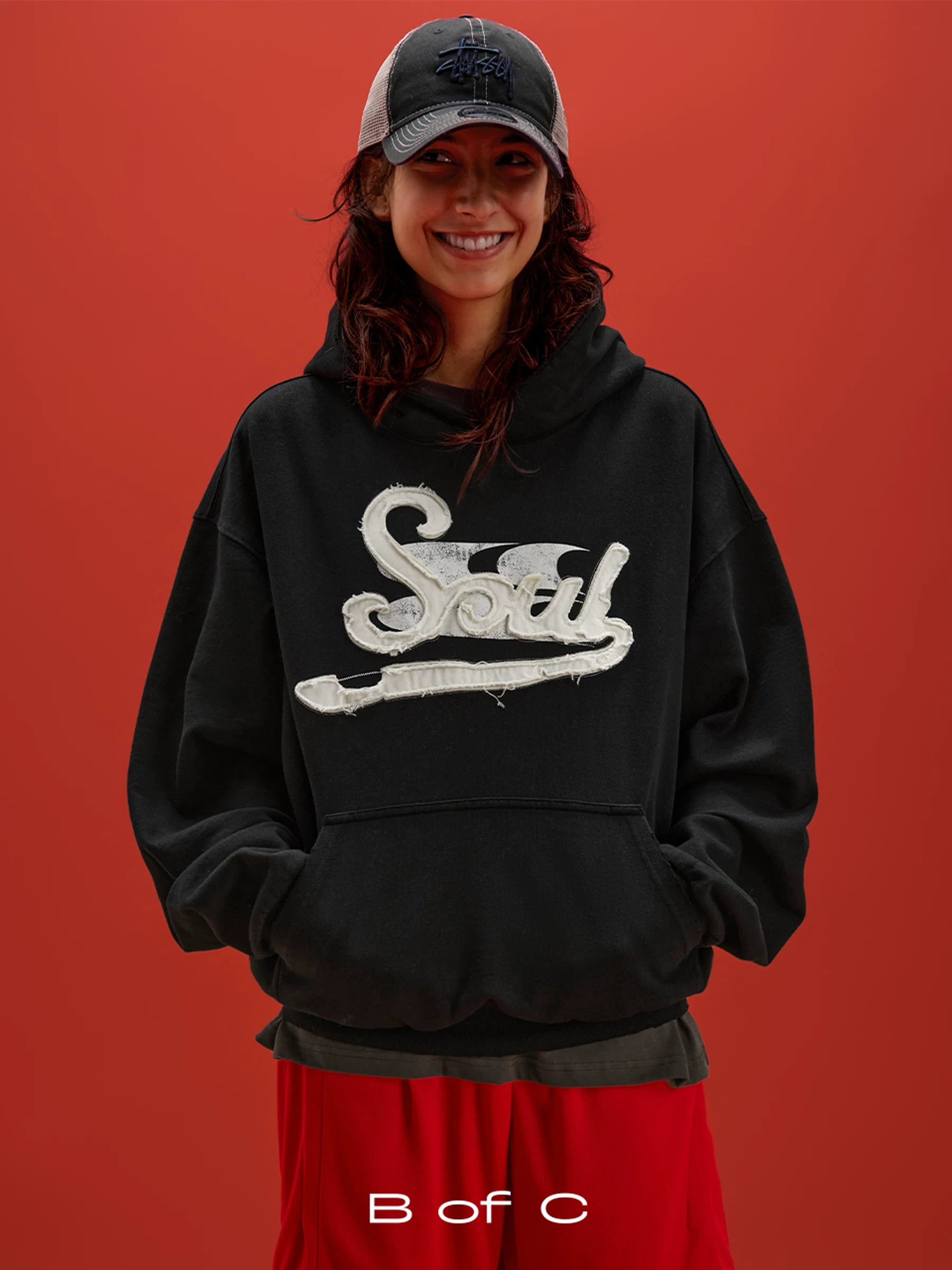 CryingCenter Vintage Patch Embroidered Hooded Sweater