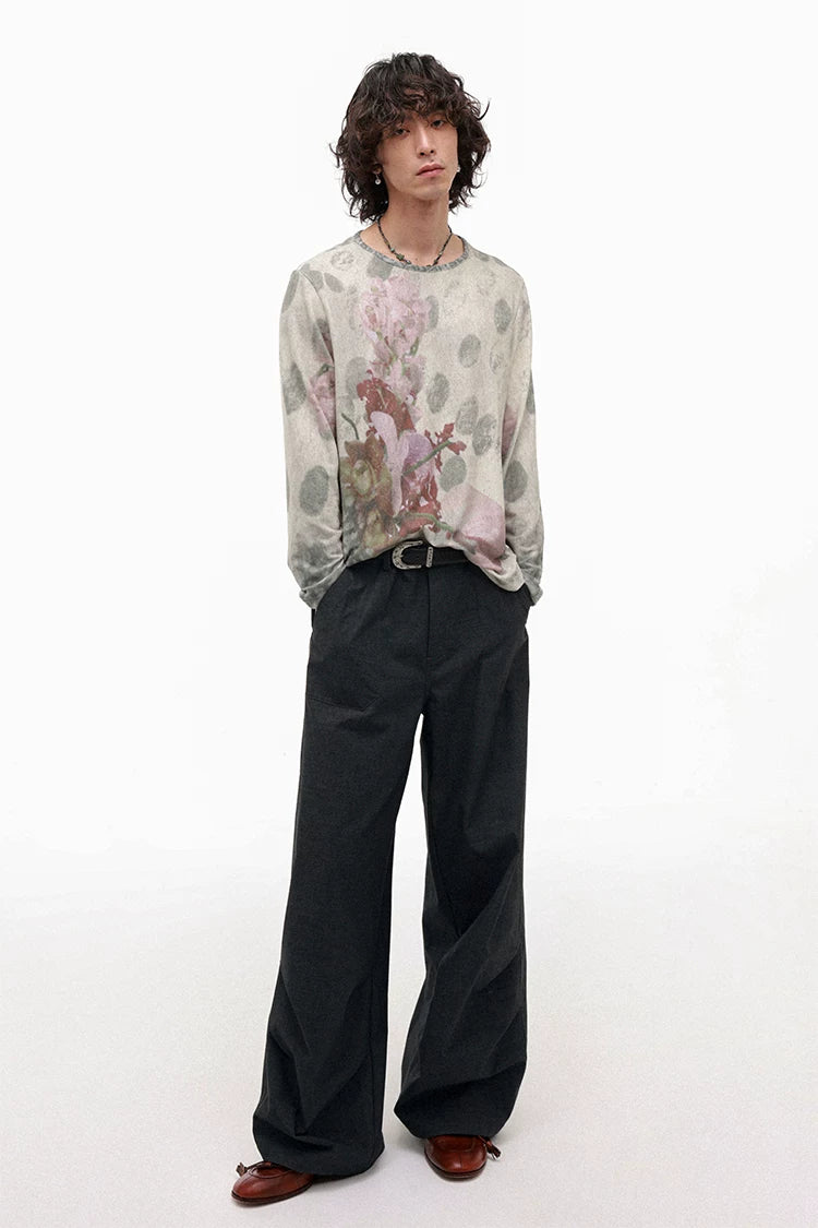 PHYS Spotted Floral Slack Shoulder Long Sleeve T-Shirt
