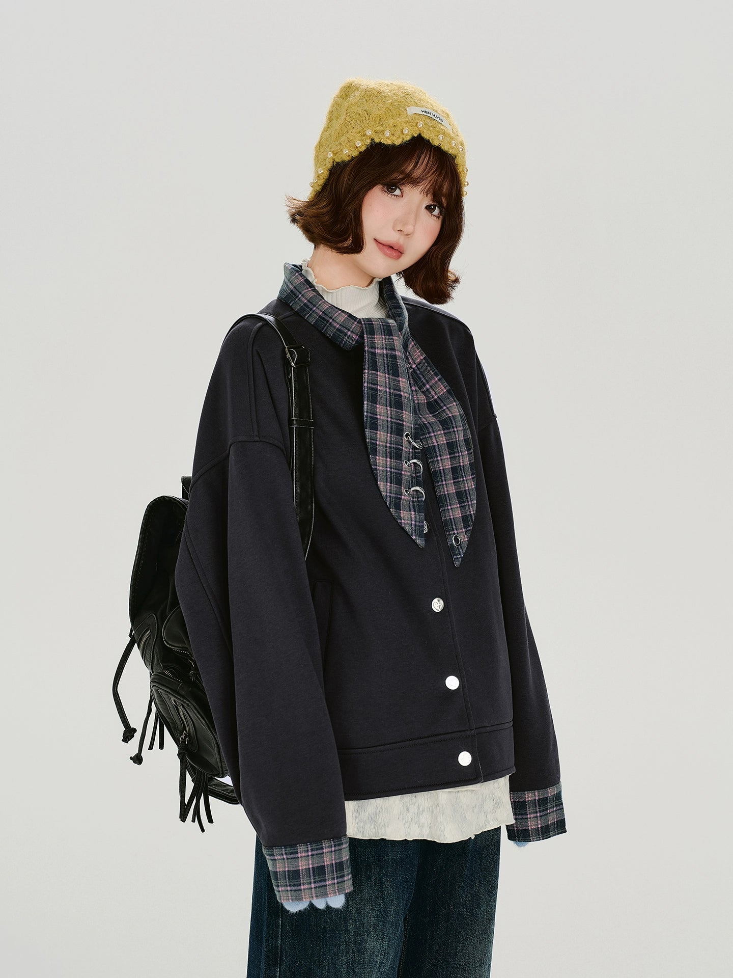 Girlyhalo Fleece Fake Two-piece Sweater