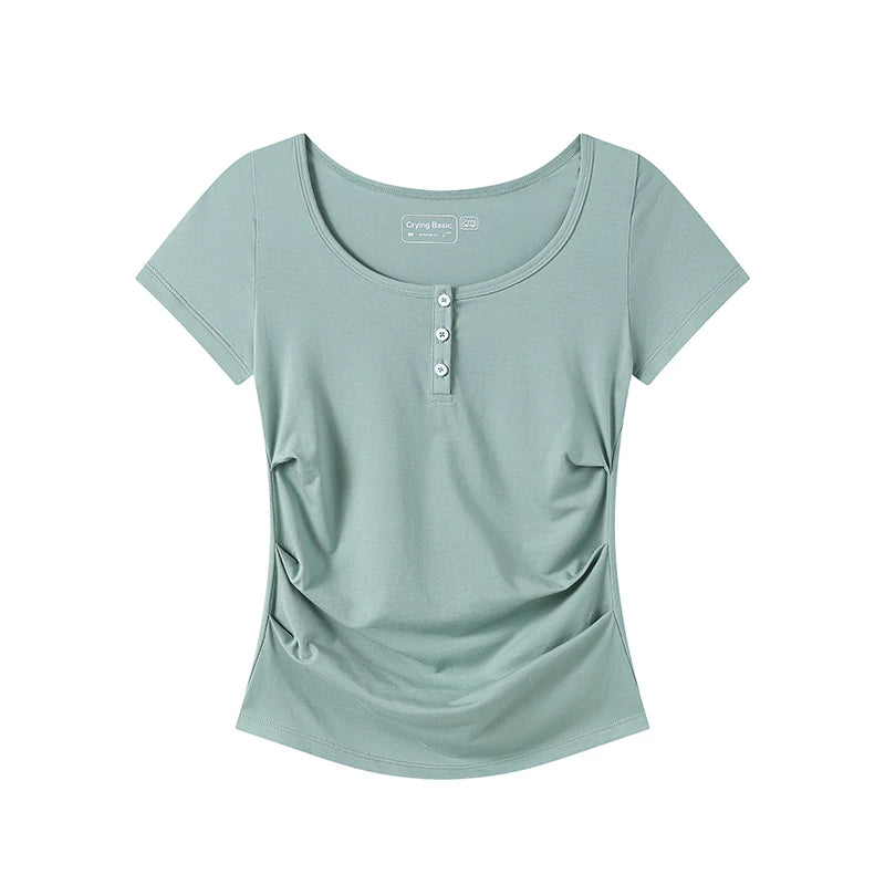 CryingCenter Round Neck Pleated Tee