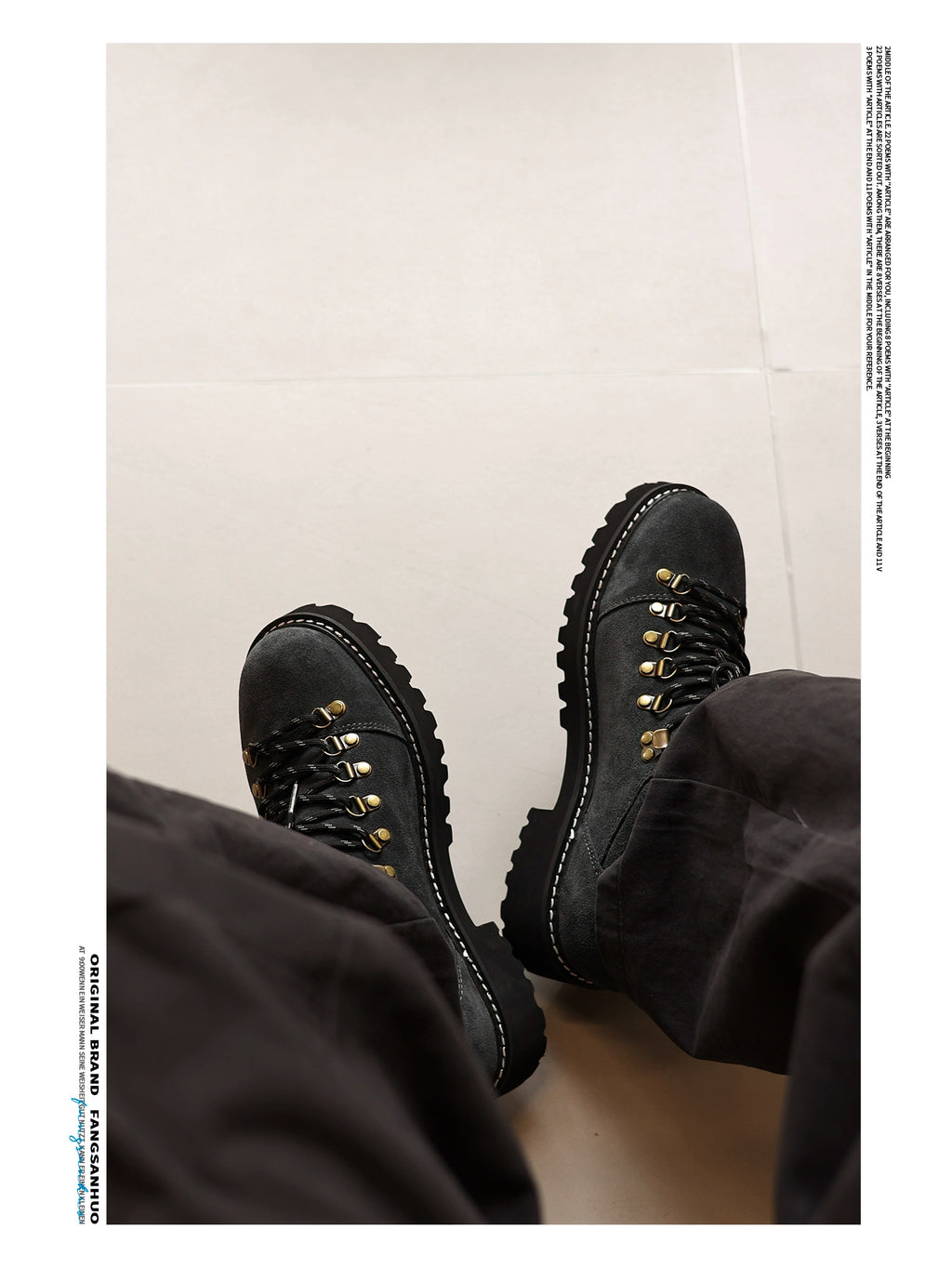 FANGSANHUO Retro Tooling Shoes Low-top Heightening Casual Shoes
