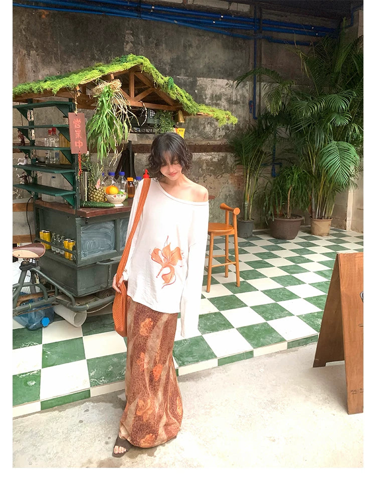 KELIFAN Vintage Leopard Print Skirt