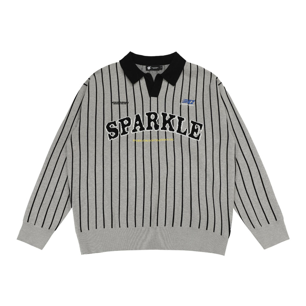CHANYOOU Vintage Polo Neck Striped Knitted Sweater