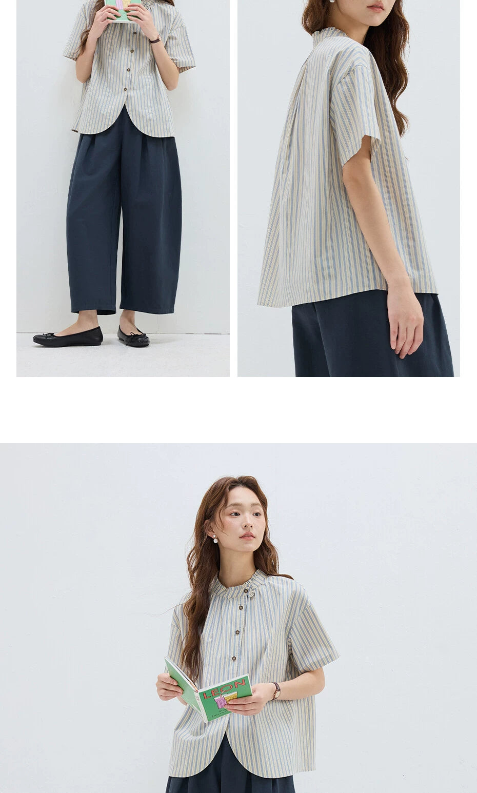 Giordano Loose Striped Short Sleeve Shirt