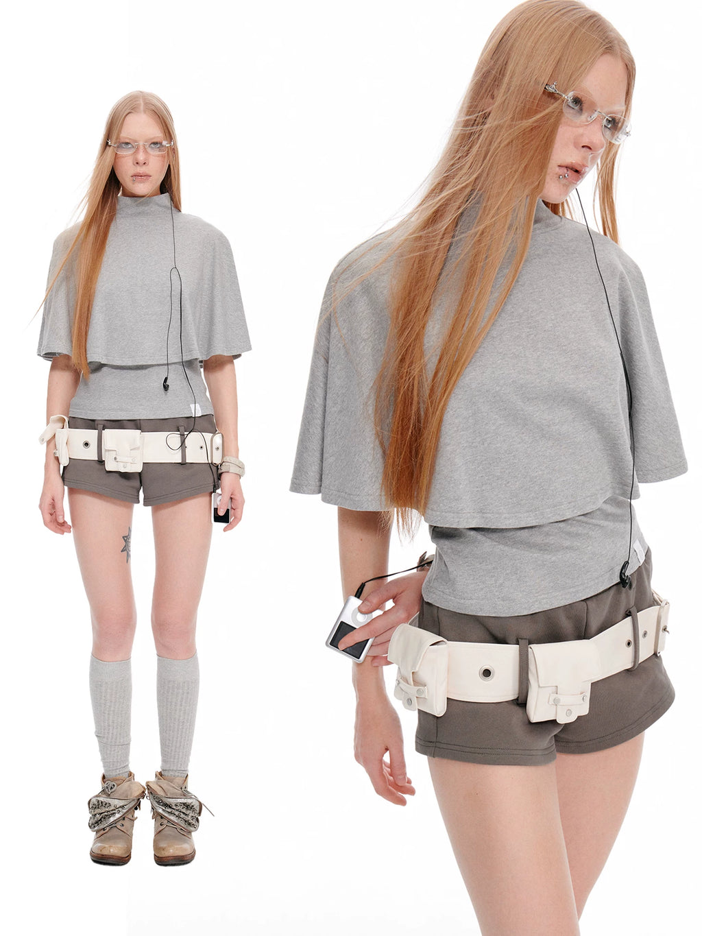 JIKOO Cloak Design Fake Two-piece Tee