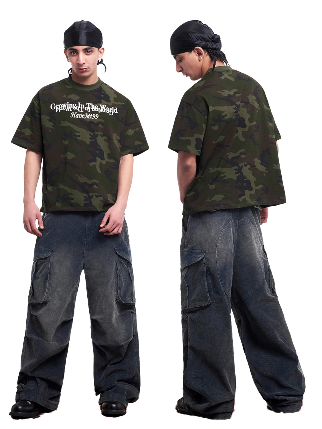 MT99 Camouflage Letter Embroidery Versatile Tee