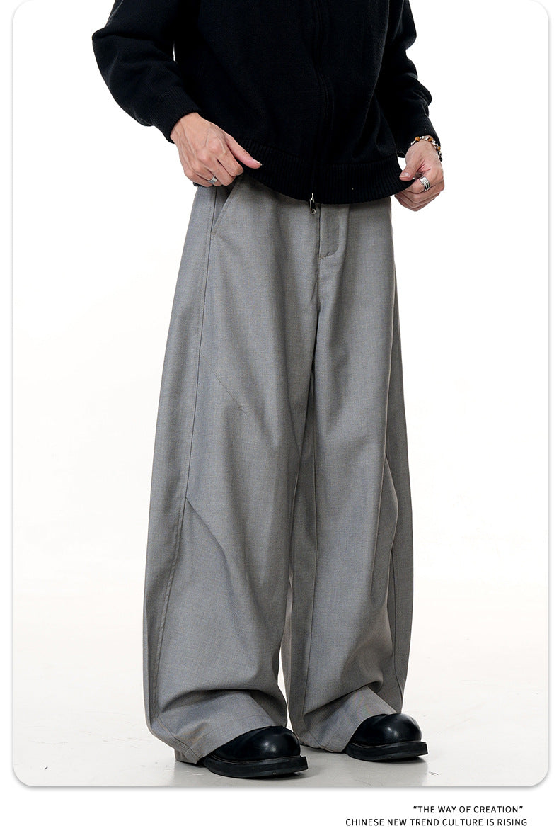 11KN Vintage Pleated Loose Straight Wide Leg Casual Pants