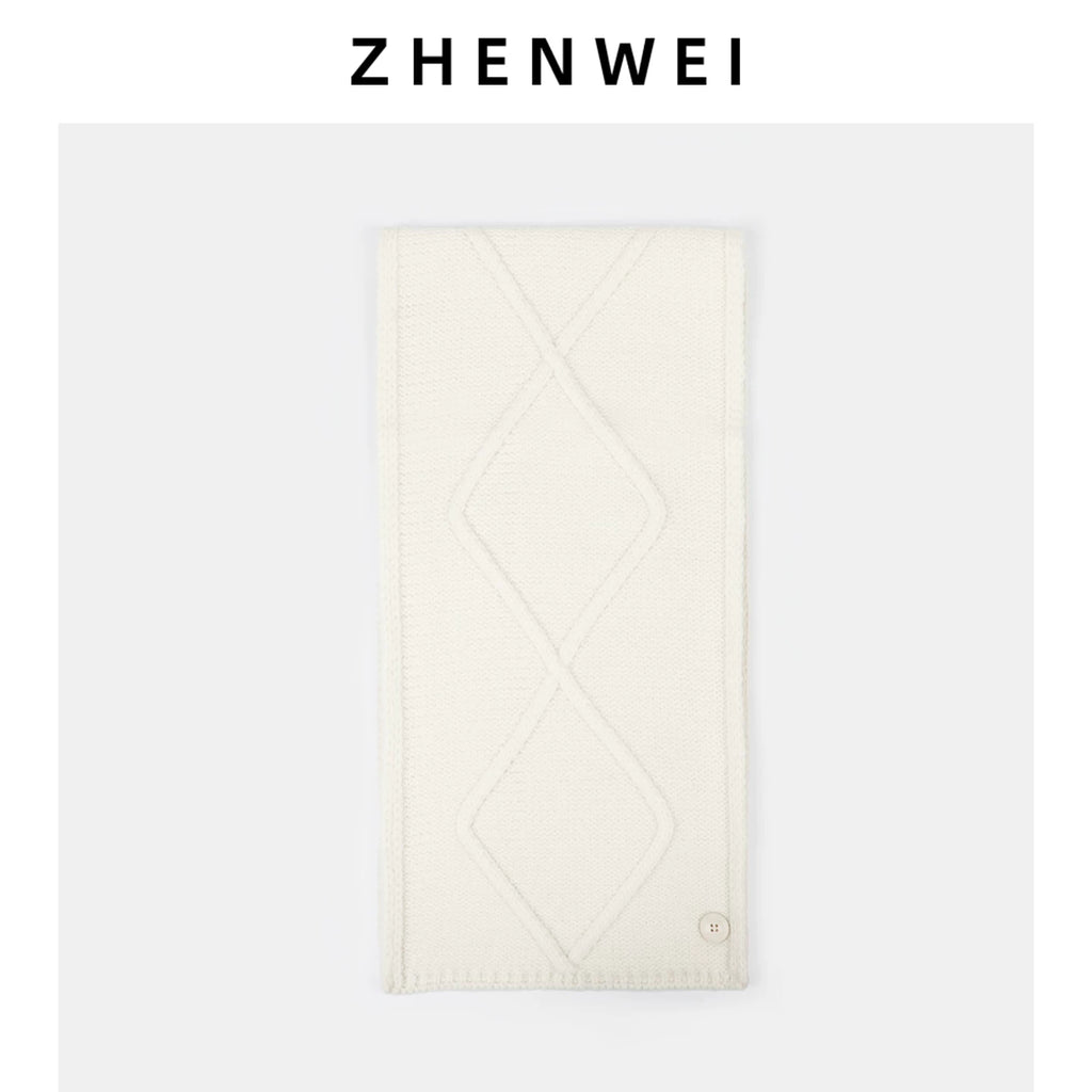 ZHENWEI Knitted Twist Cross Button Neck Protector Scarf Shawl