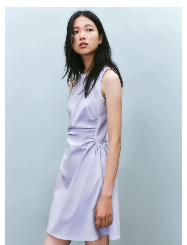 URBAN REVIVO Pleated Waist Slim Sleeveless Dress