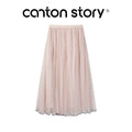 Cantonstory Polka Dot Gauze Skirt High Waist Skirt