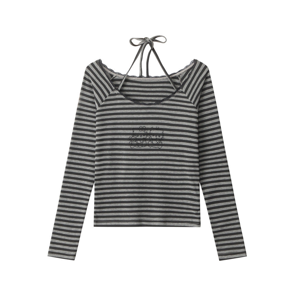 Nariele Shoulder Stripes Slim Short Long Sleeves