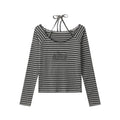 Nariele Shoulder Stripes Slim Short Long Sleeves