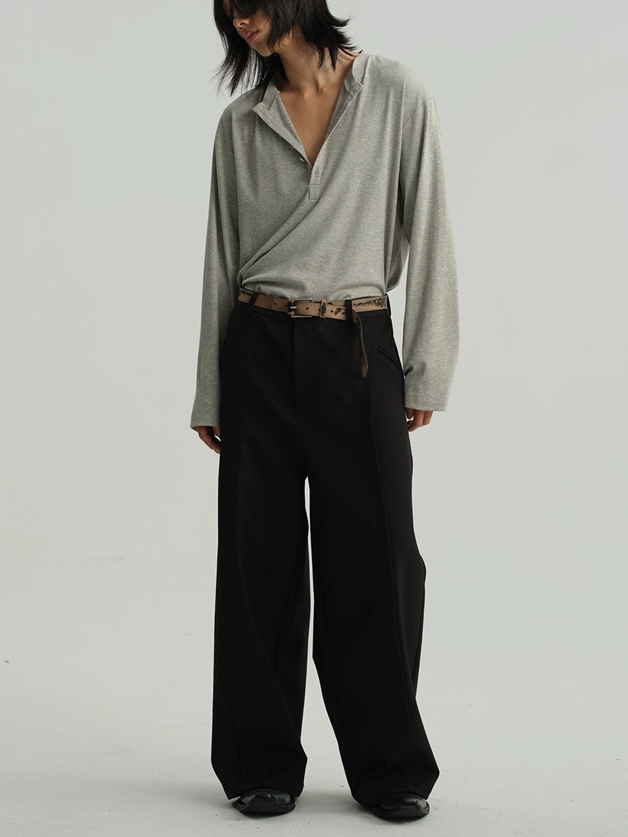 JCAESAR Henry Collar Soft and Comfortable Versatile Long Sleeves
