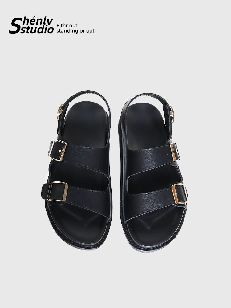 SHENLV STUDIO Vintage Roman Soft-soled Open-toed Beach Shoes