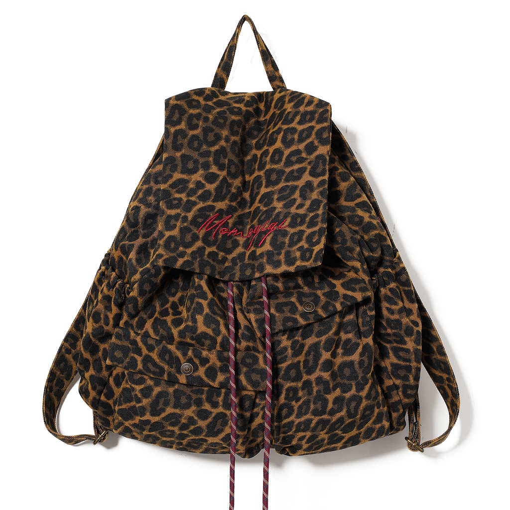 Momogigi Vintage Leopard Print Canvas Large Capacity Backpack